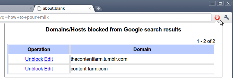 Personal Blocklist - Optionen